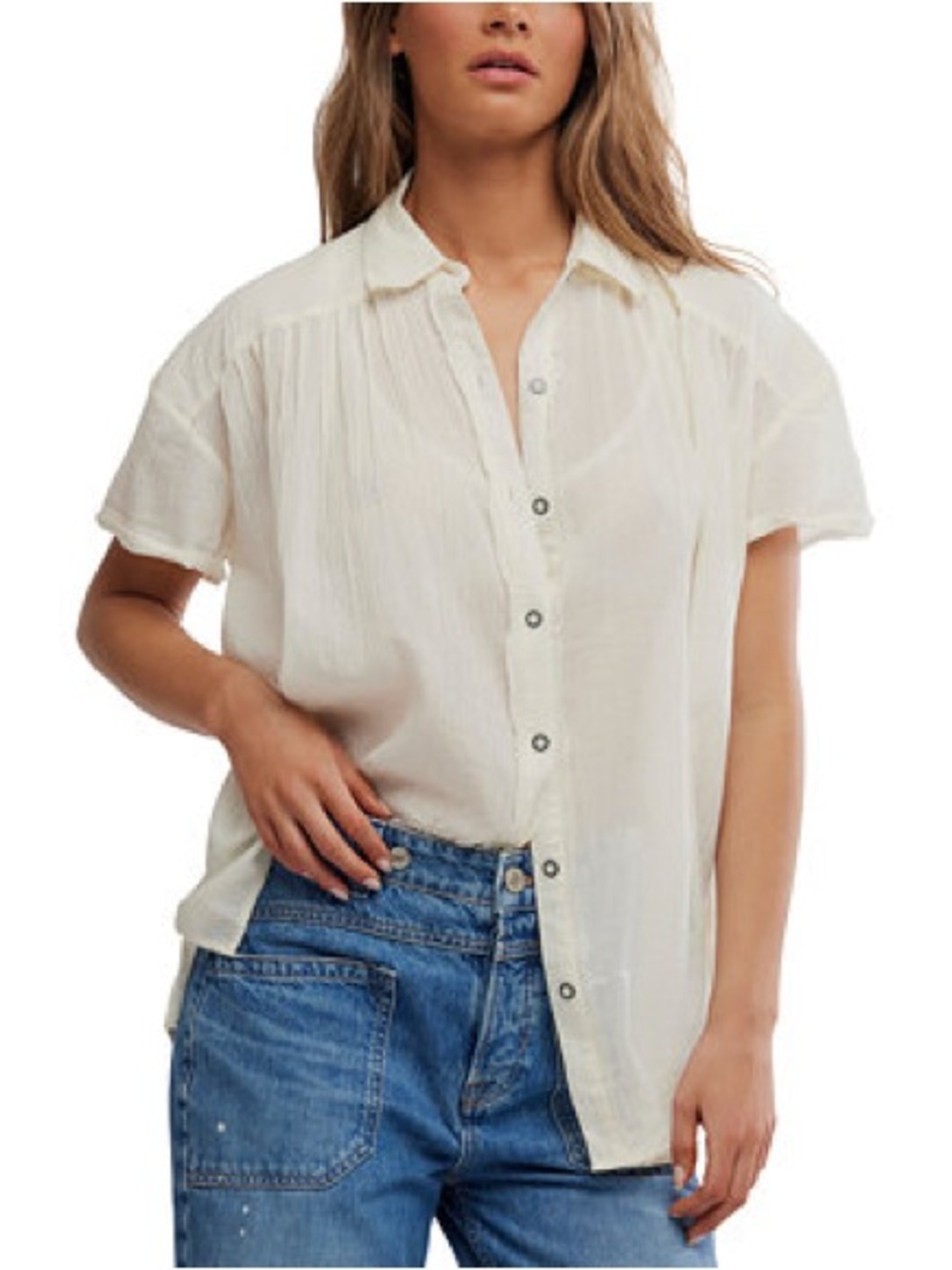 We the Free Free People Float Away Optic White Blouse
